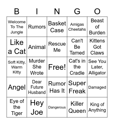 Big Carole Baskin Energy Bingo Card