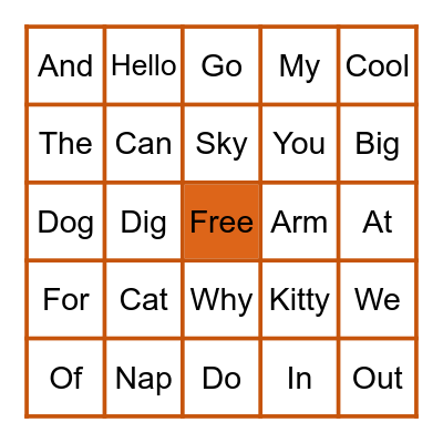 Word Bingo Card