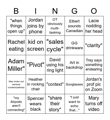 GG Zoom Bingo Card