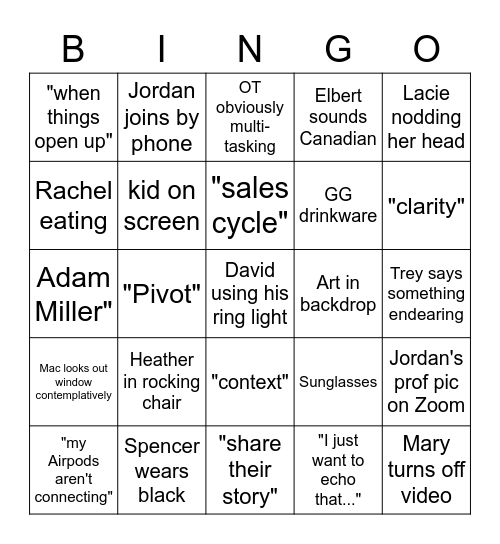 GG Zoom Bingo Card