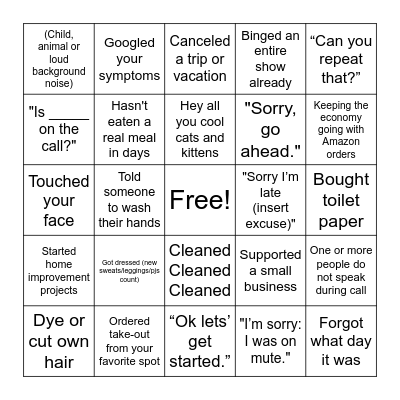 Covid-19 Bingo Card