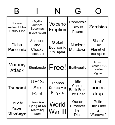 Apocalypse Bingo Card