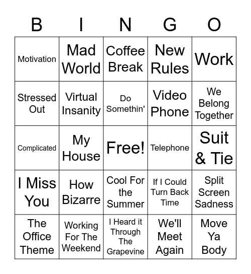 WFH 101 Bingo Card