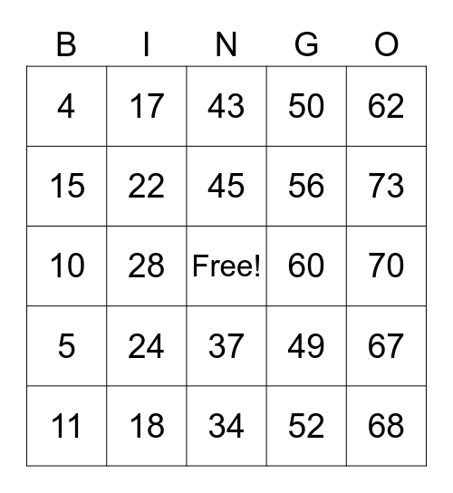 Senior Sem 2 Bingo Card