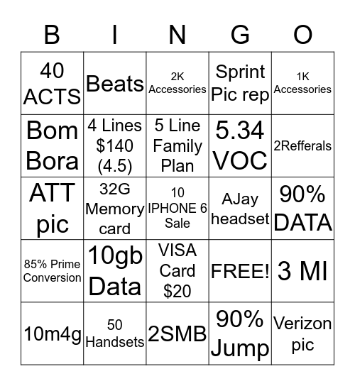 TMOB7395 Bingo Card