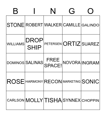 S&P OPERATIONS Bingo Card