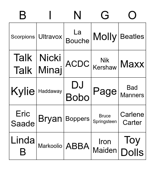 Listen Bingo Card
