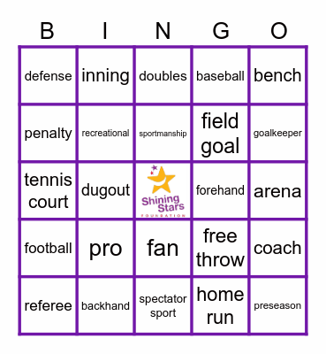 Shining Stars SPORTS Bingo! Bingo Card
