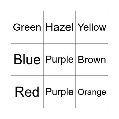 Color Bingo Card