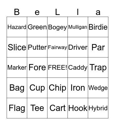 GOLF BINGO Card