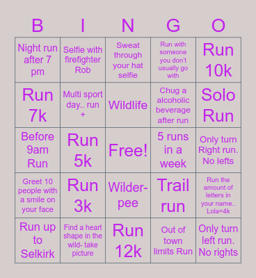 May Run Bingo Card