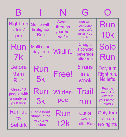 May Run Bingo Card