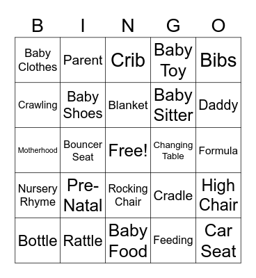 Baby Sprinkle Bingo Card