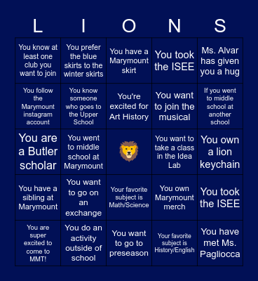 💙MARYMOUNT CLASS OF 2024💙 Bingo Card