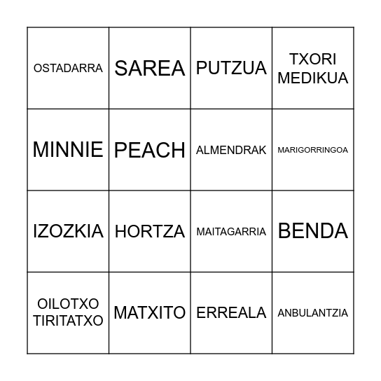 MATXITO, MOBI ETA LAGUNEN ABENTURAK Bingo Card