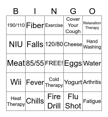 Healthy Bingo Card