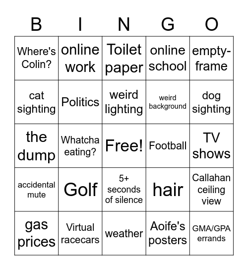 Mairet Zoom Bingo Card