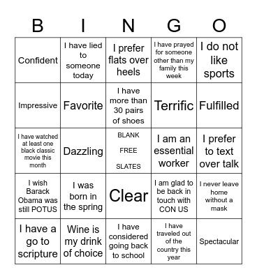 Con Us Bingo Card