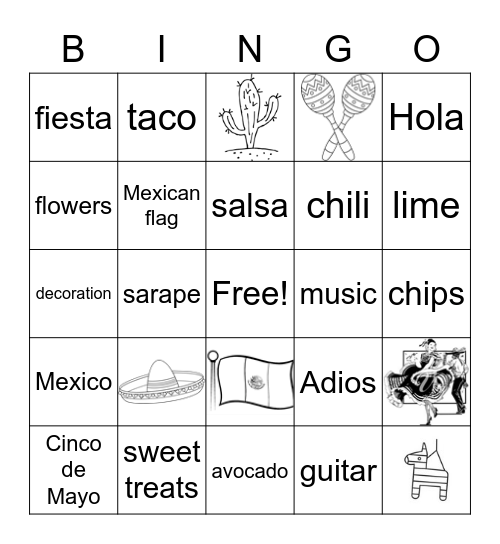 Cinco de Mayo Bingo Card