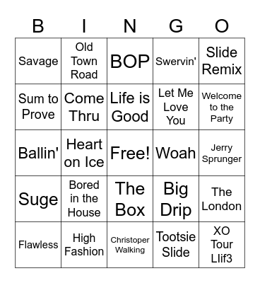 Musical Bingo Card
