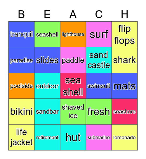 BEACH BINGO Card