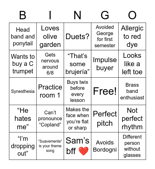 BINGO: Alessandra Edition Bingo Card