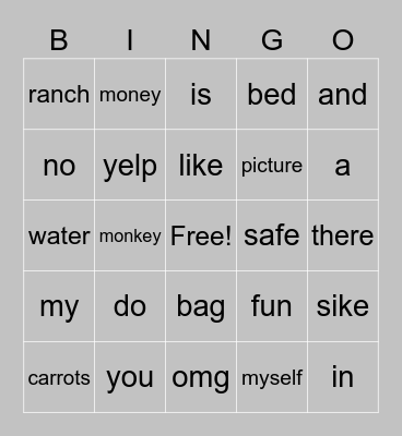 Sample Bingo Card
