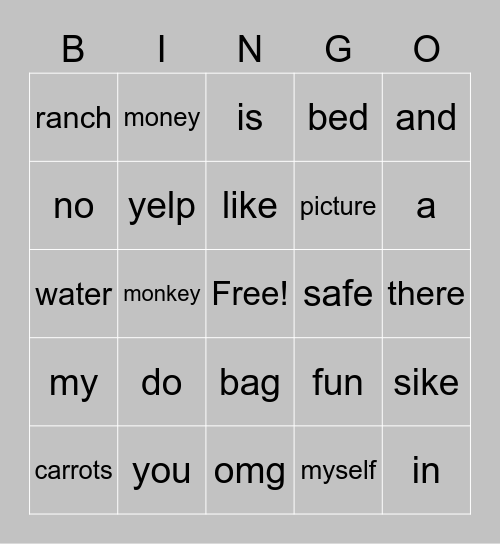 Sample Bingo Card