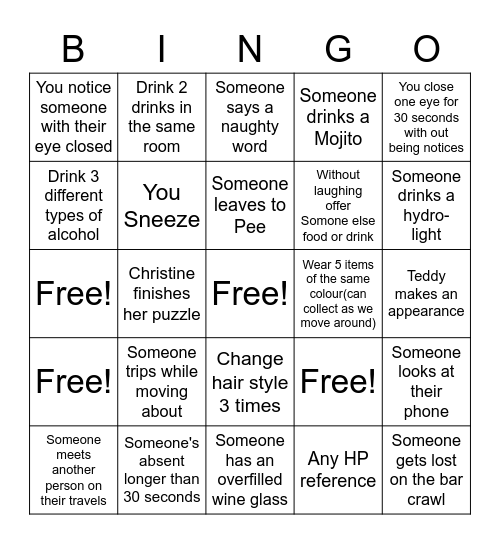 GETSOME Bingo Card