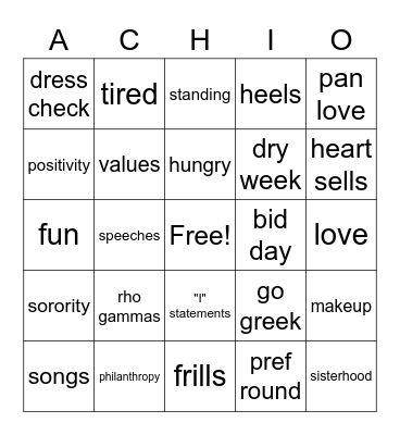 Recruitment Bingo Card