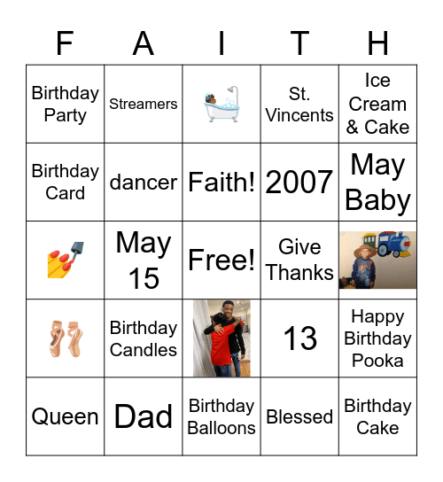 Happy Birthday Faith Bingo Card