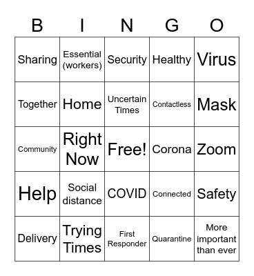Quarantine Bingo Card