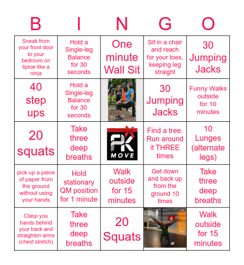 PK Move at Home Bingo Card