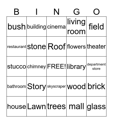 Exteriors Bingo Card