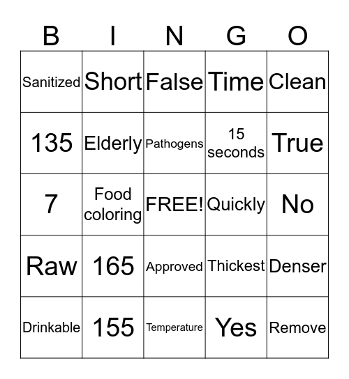 The Flow of Food: Preparation Bingo Card