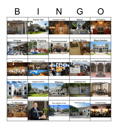 University of San Diego Bingo Card