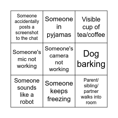 Skype Class Bingo Card