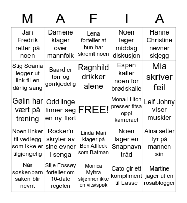 Space Monkey Mafia Bingo Card