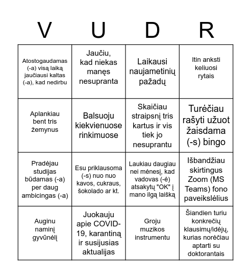 Doktorantai Bingo Card