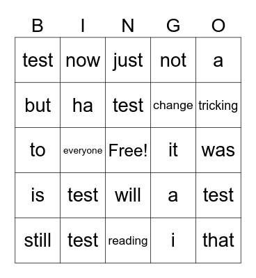 Test Bingo Card