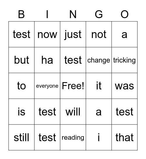 Test Bingo Card