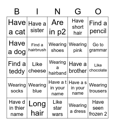 Zoom Bingo Card