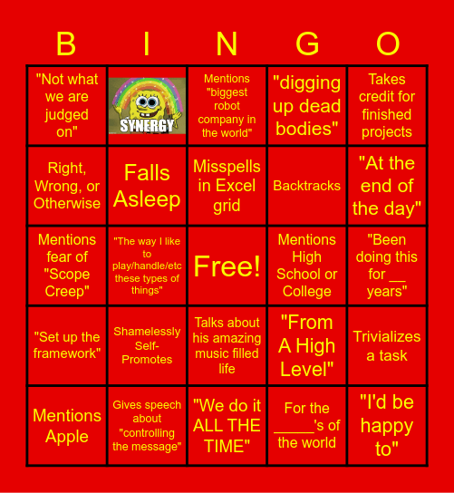 HINES Bingo Card