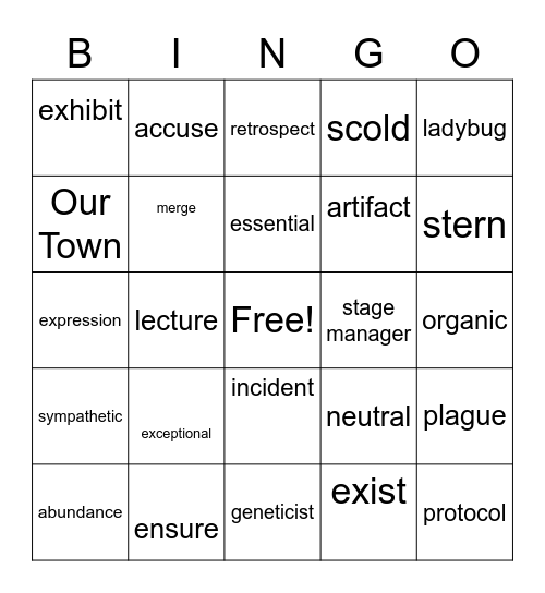 Wonder Part 5 Justin Bingo Card