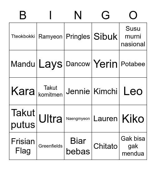 Biiiingo Bingo Card