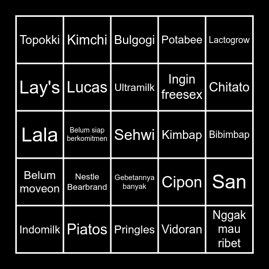 🤍 Bingo Card