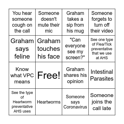 Wellness Recommendations w/ Dr. Graham Bingo Card