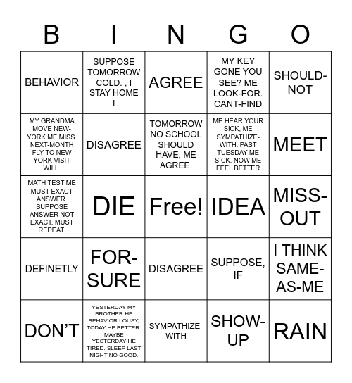 Unit 13/Lesson 3 Bingo Card
