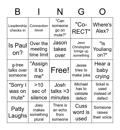 Triage Bingo Card