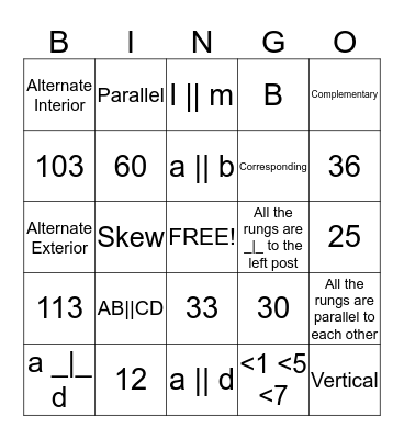 Geometry Bingo Card